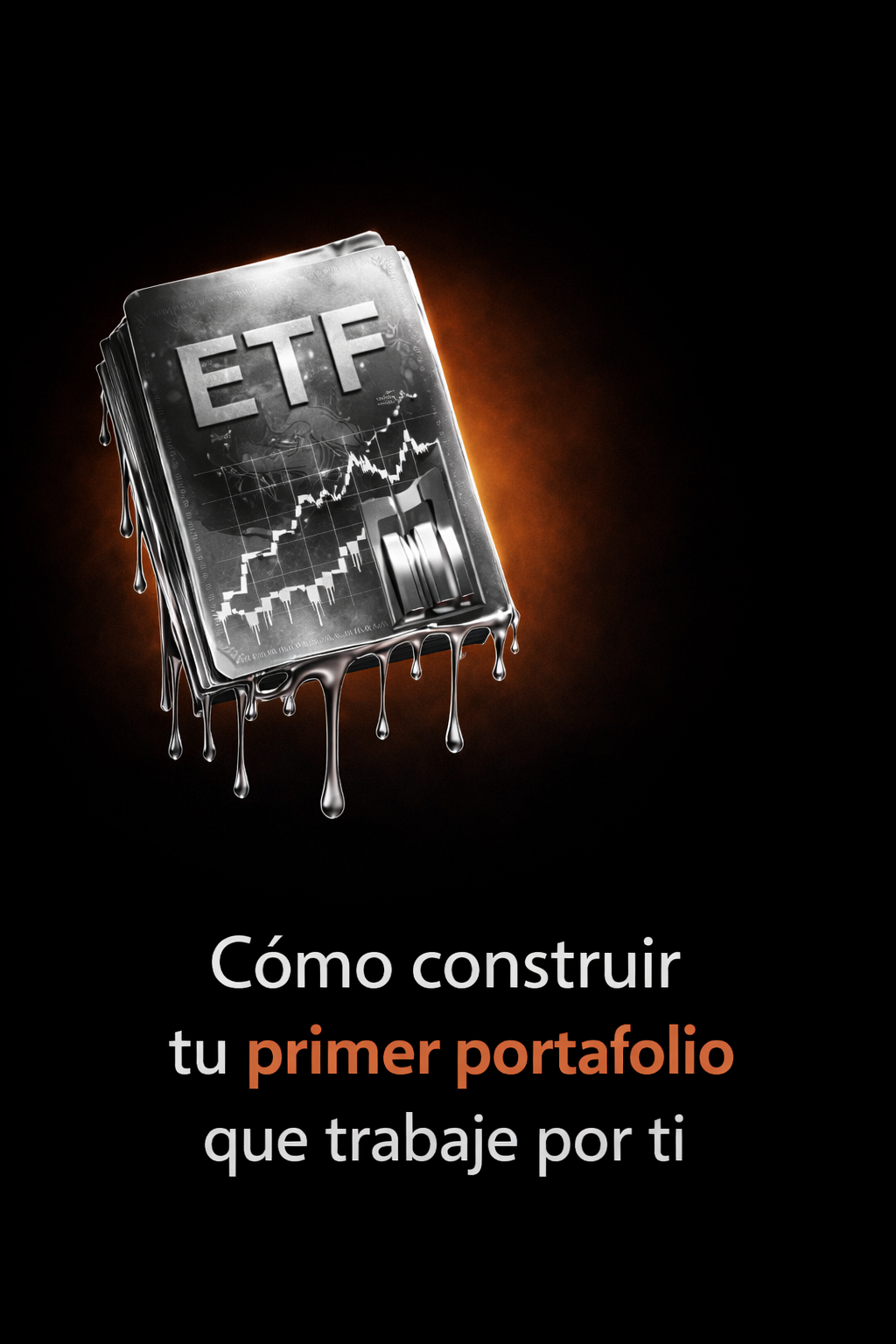 Computador derretendo com gráfico financeiro